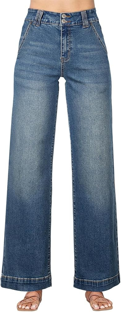 Astylish Women's High Waisted Wide Leg Straight Jeans | Amazon (US)