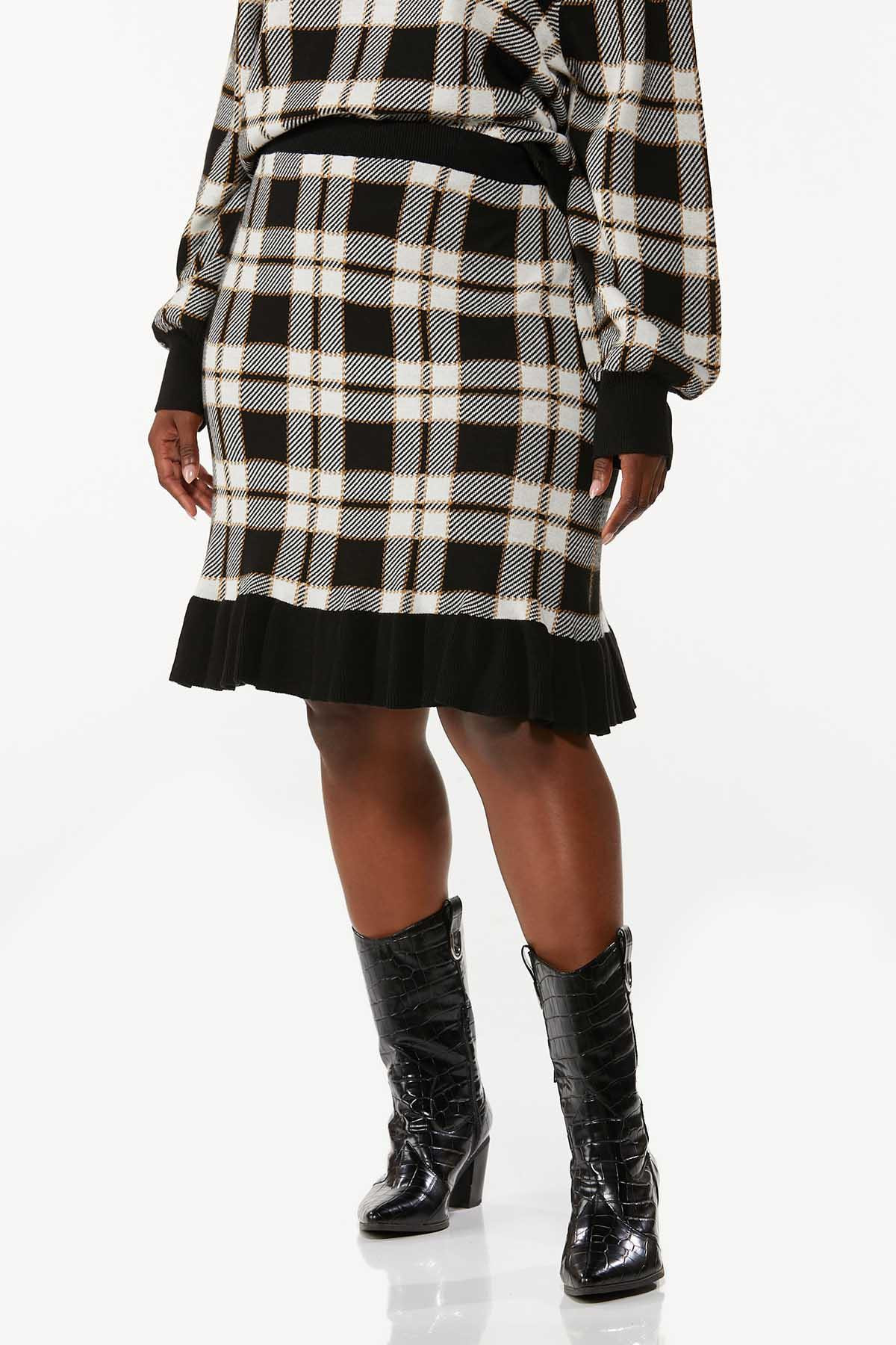 Plus Size Knit Plaid Skirt | Cato Fashions