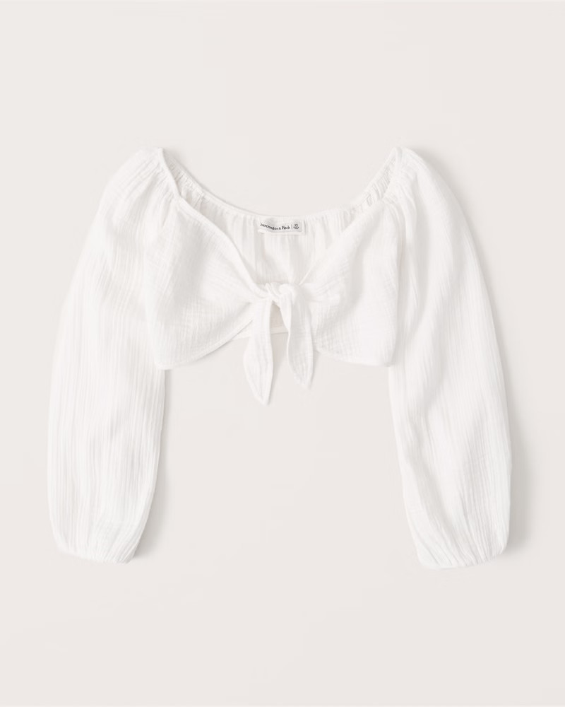 Women's Off-The-Shoulder Gauzy Beach Top | Women's Swimwear | Abercrombie.com | Abercrombie & Fitch (US)