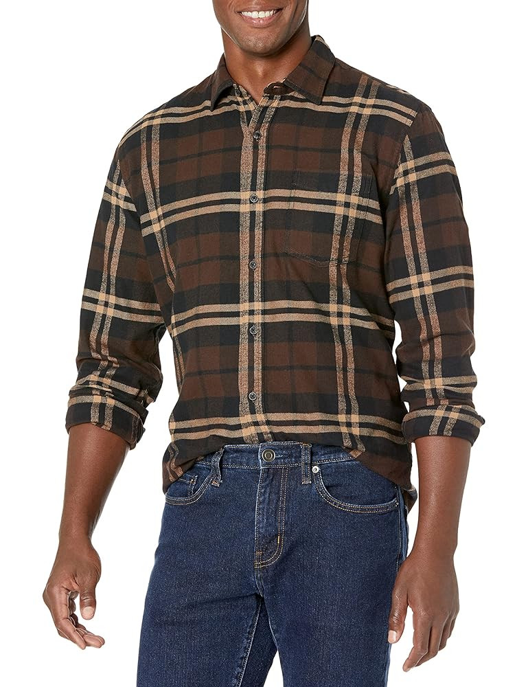 Amazon Essentials Men's Long-Sleeve Flannel Shirt (Available in Big & Tall) | Amazon (US)