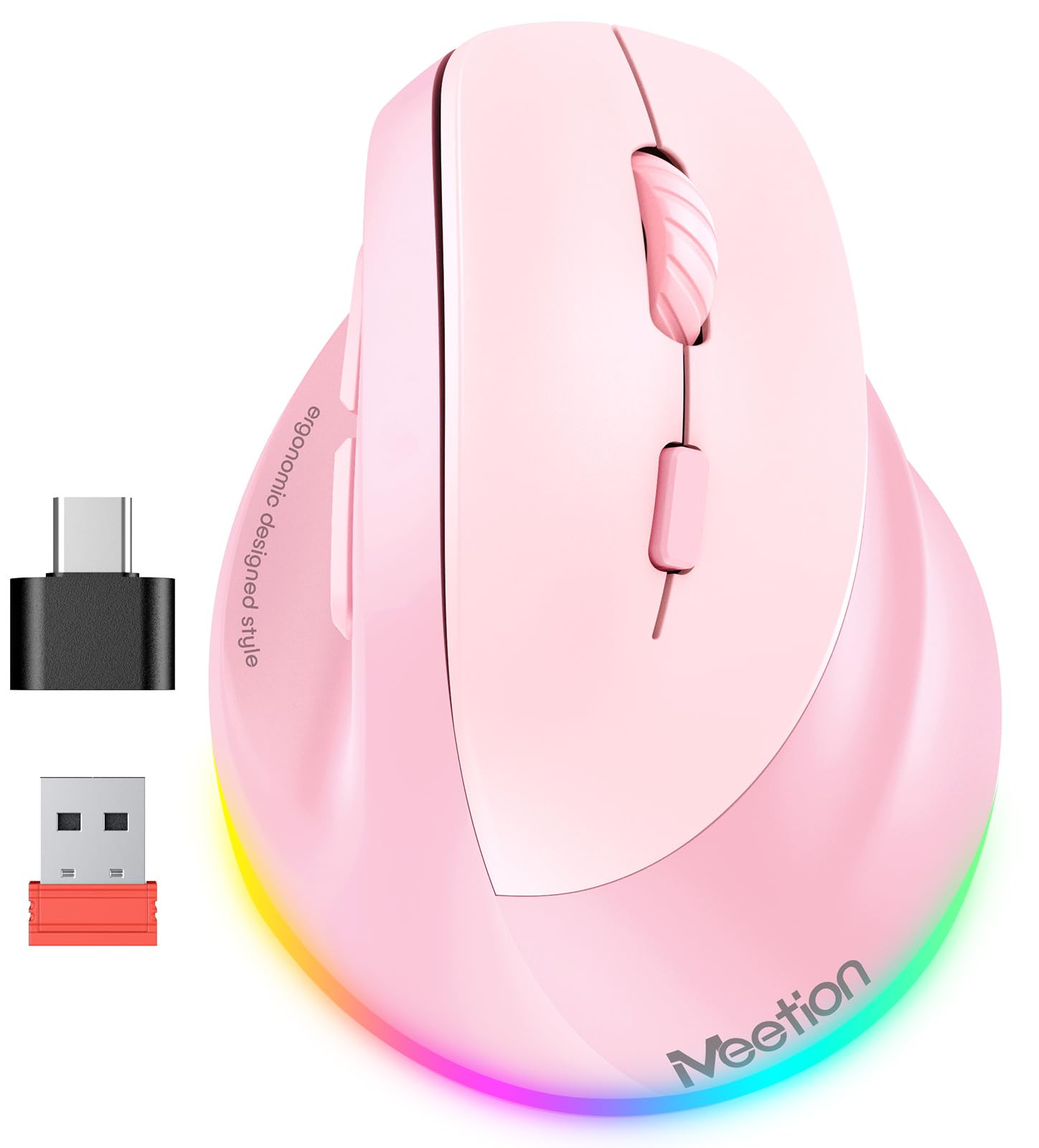 MEETION Ergonomic Mouse, Wireless Vertical Mouse RGB Backlit Rechargeable Mice for Bluetooth(5.2 ... | Amazon (US)