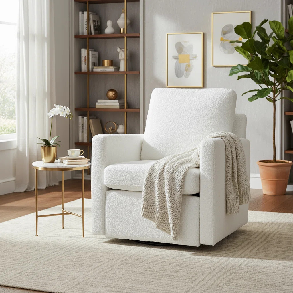 Armelda 29“ Wide Mid-century Modern Upholstered Swivel Armchair | Wayfair North America