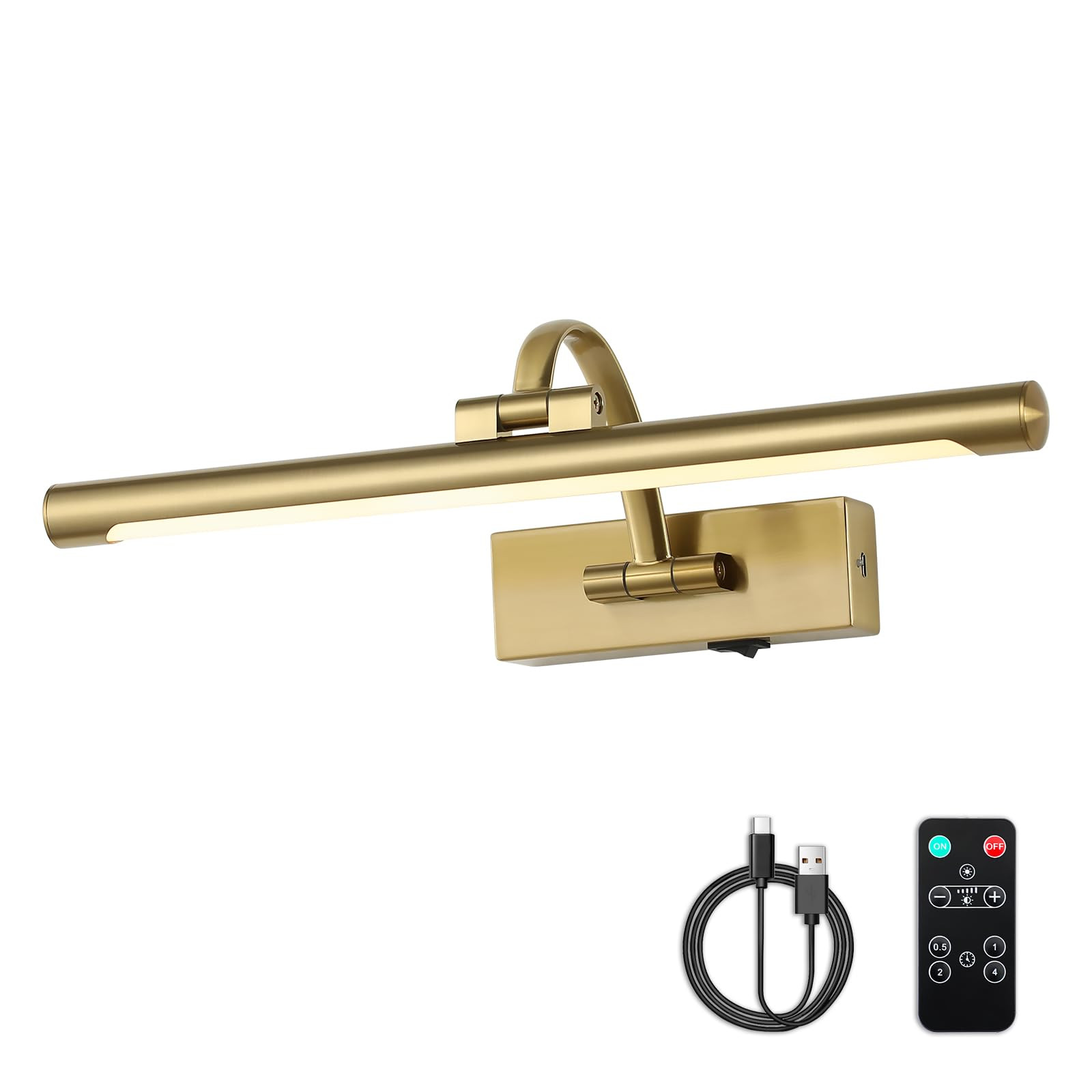 Battery Operated Picture Light with Remote and Timer, Wireless Art Lights for Paintings Brass Rec... | Amazon (US)