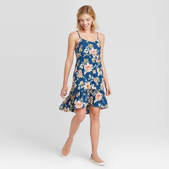 Women's Floral Print Sleeveless Lace-Up Back Tiered Dress - Xhilaration™ | Target