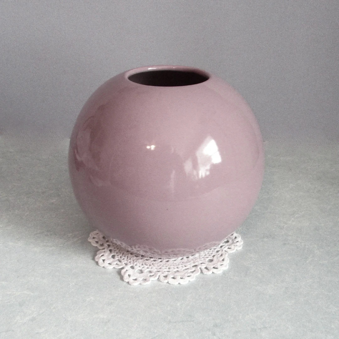 Vintage Ceramic Round Ball Orb Vase ~ Mauve Purple ~ Modern 80's Art Deco | Etsy (US)