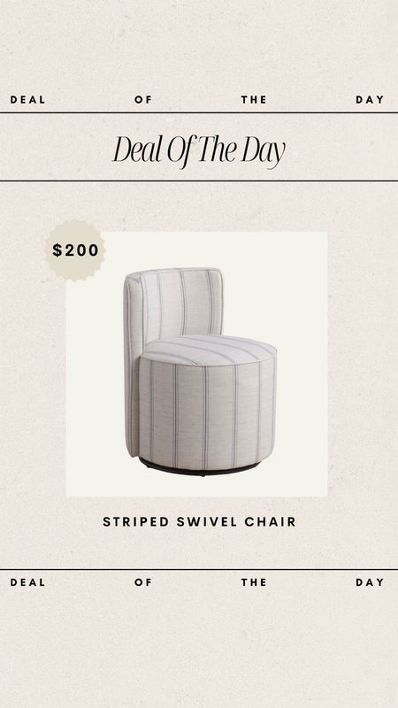 Deal of the Day - Striped Swivel Chair // only $200!

Would be so cute in a smaller space like an office or at the end of a bed!

striped chair, accent chair, tjmaxx finds, tjmaxx favorites, neutral home decor, affordable home, budget friendly furniture, budget friendly accent chair

#LTKhome