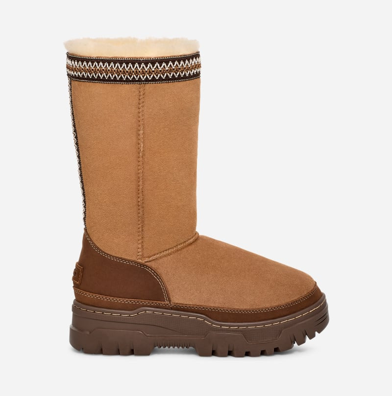 UGG® Women's Classic Tall TrailGazer Sheepskin Classic Boots in Chestnut, Size 7 | UGG (US)