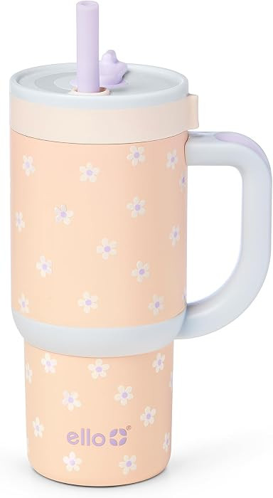 Ello Oasis 14oz Insulated Stainless Steel Kids Tumbler with Straw, Daisies | Amazon (US)