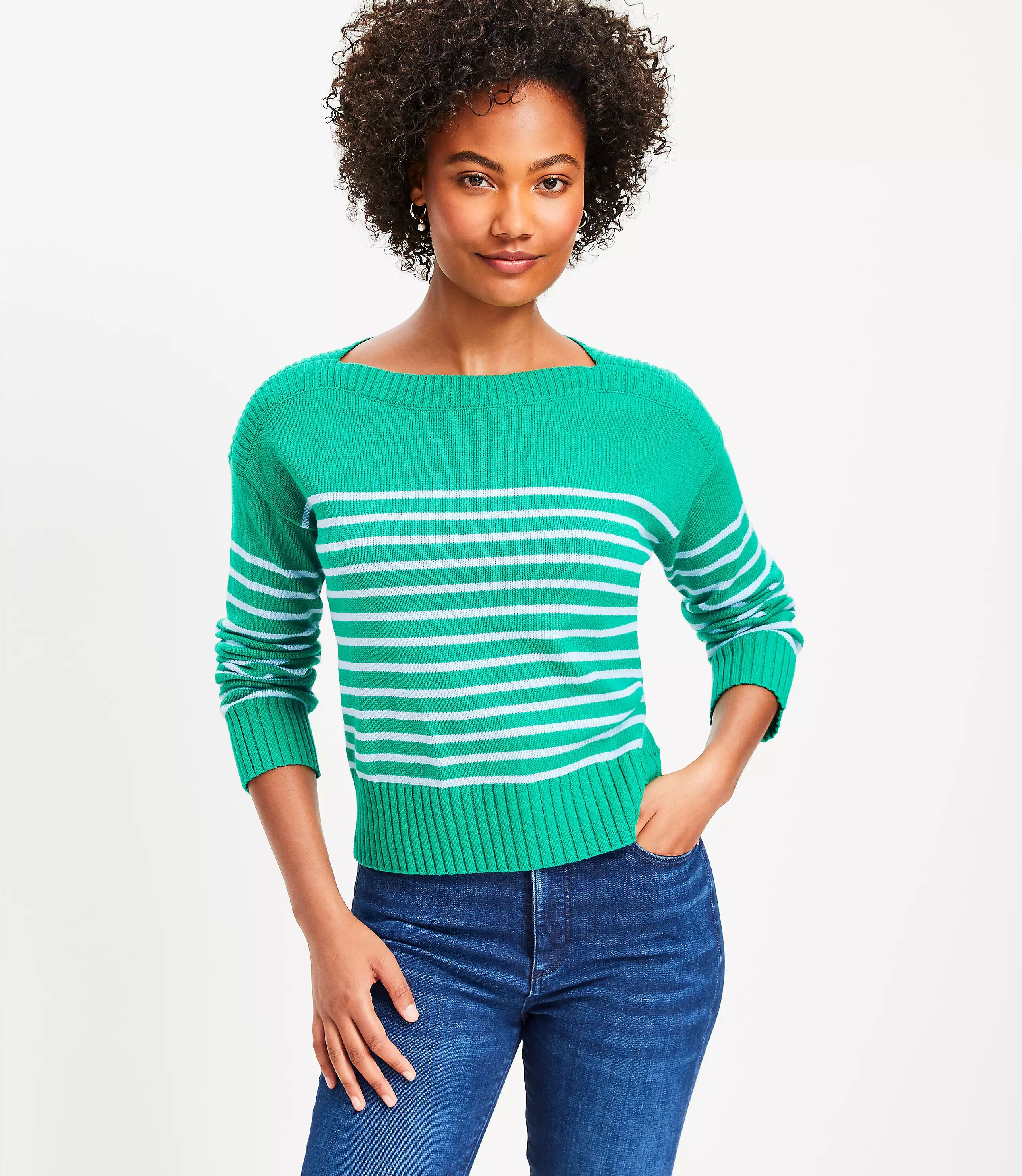 Striped Boatneck Sweater | LOFT