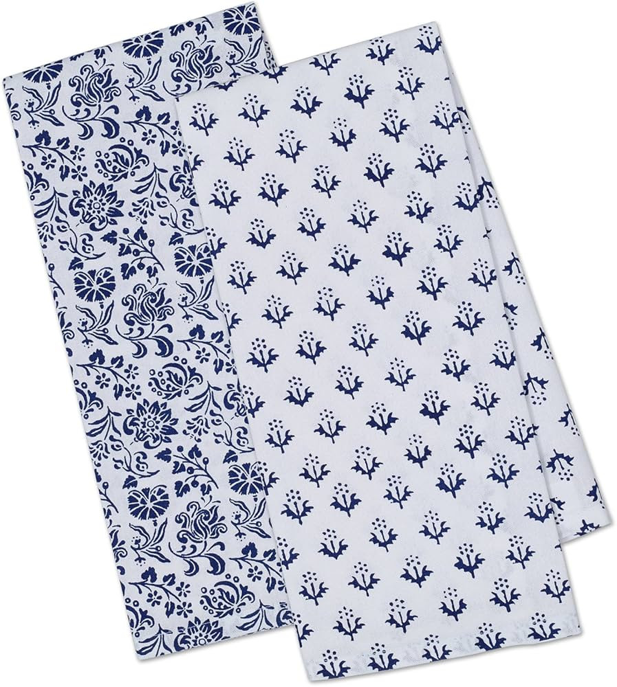 DII Tunisia Blue Market Tabletop and Kitchen Collection, Dishtowel Set, 18x28", Tunisian Flowers,... | Amazon (US)