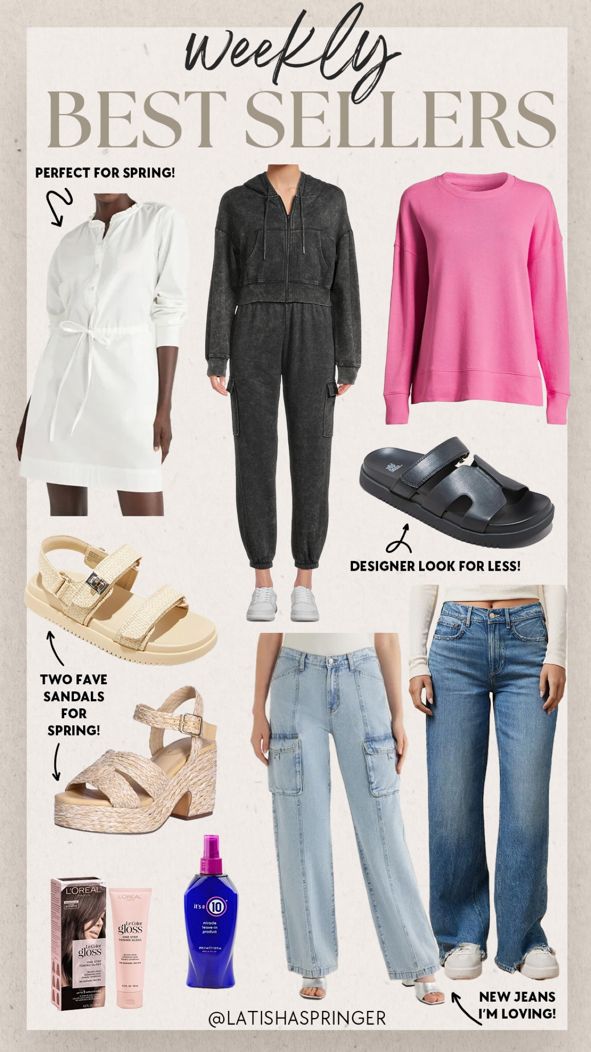 Last week’s best sellers! Designer inspired sandals, Walmart style favorites, trendy denim, spring sandals and more! 

#bestsellers

Walmart style. Walmart fashion. Walmart lounge set. Pink pullover sweatshirt. Wide leg jeans. Cargo jeans. Walmart white spring dress. Designer inspired sandals  

#LTKstyletip #LTKfindsunder100 #LTKSeasonal