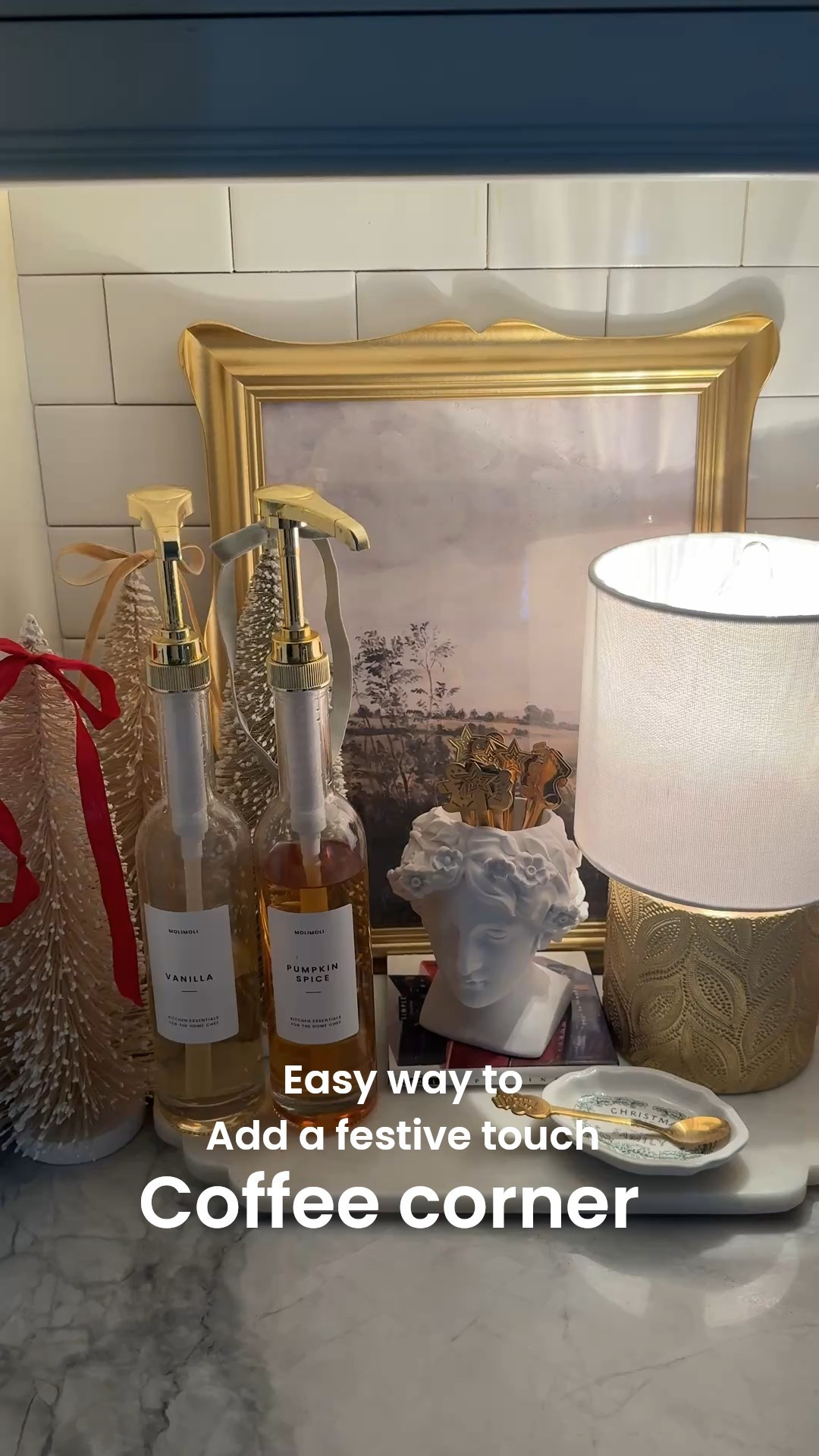 Easy way to add a festive touch
To your coffee corner…

A fun and cheerful way to wake up in the morning ☕️🌲✨

-Christmas spoons set  of 12 with 4 designs 
-Pretty syrup bottles 
-Bottle trees with velvet bows 
- little kitchen lamp 
- marble scallop cheese board (Anthro last year) 




#LTKGiftGuide #LTKSaleAlert #LTKHoliday
