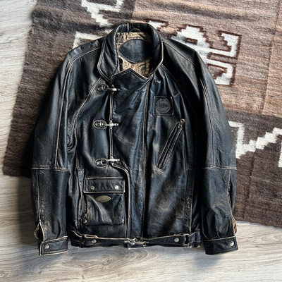 Trapper Leather Vintage Jacket Mens Biker Moto Black Heavyweight Size M | eBay US