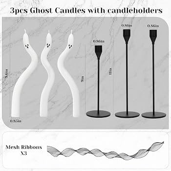AYGXU Halloween Decorations indoor-3Pcs Twisting Ghost Candles Decor with Candle Holders,Ribbons,... | Amazon (US)