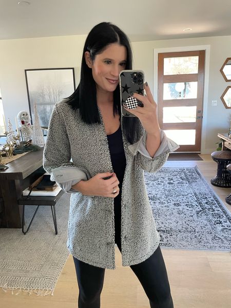 Spanx added a couple more pieces to their 50% off flash sale! These fleece shirt jackets / shackets are $89 from $178 TODAY ONLY! I’m wearing a small.

My spanx faux leather leggings are  20% off and I’m wearing the small.

#LTKsalealert #LTKCyberweek #LTKHoliday