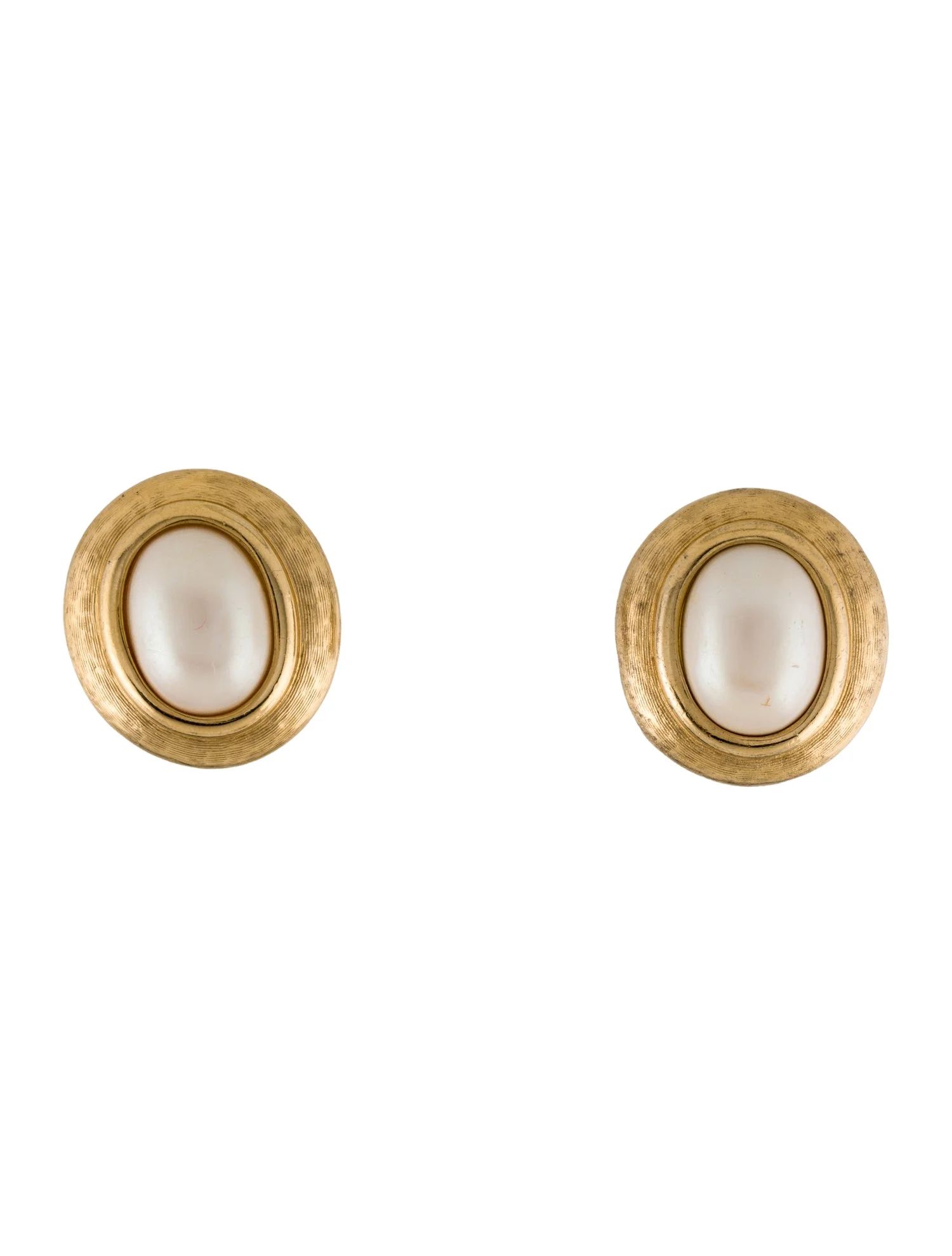 Vintage Faux Pearl Oval Clip On Earrings | The RealReal
