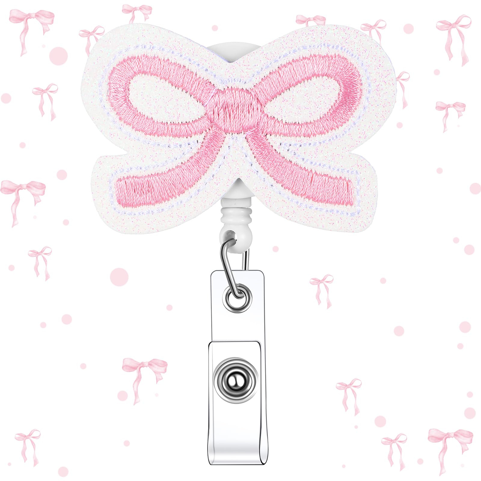 1 Pcs Pink Bow Badge Reel Coquette Retractable ID Badge Holders Cute Name Tag Holders Alligator C... | Amazon (US)