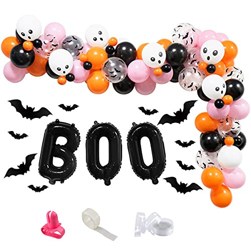 Halloween Balloon Arch Garland Kit, 103pcs 16" BOO Fiol Balloons 12" 5" Horrible Ghost Eyeball Or... | Amazon (US)