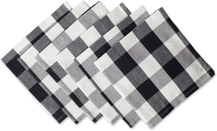 DII Buffalo Check Collection, Classic Farmhouse Cloth Napkin Set, 20x20, Black & White, 6 Piece | Amazon (US)