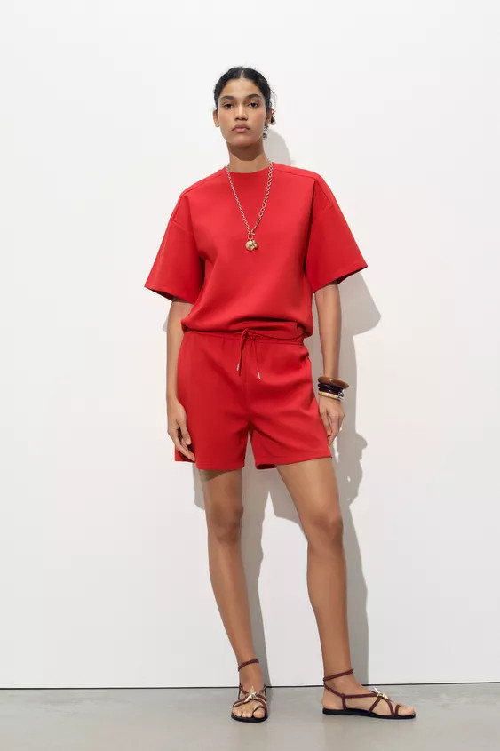 SHORT SLEEVE INTERLOCK SWEATSHIRT | Zara US