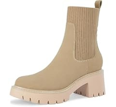 Coutgo Womens Platform Lug Sole Chelsea Ankle Boots Chunky Block Heel Elastic Slip on Short Booti... | Amazon (US)