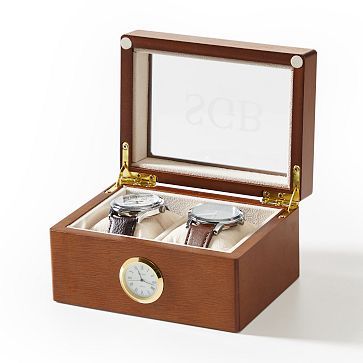 Wooden Watch Box with Quartz Clock | Mark and Graham | Mark and Graham