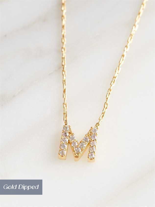 Rhinestone Initial Necklace – M | Altar'd State - Deactivated Program