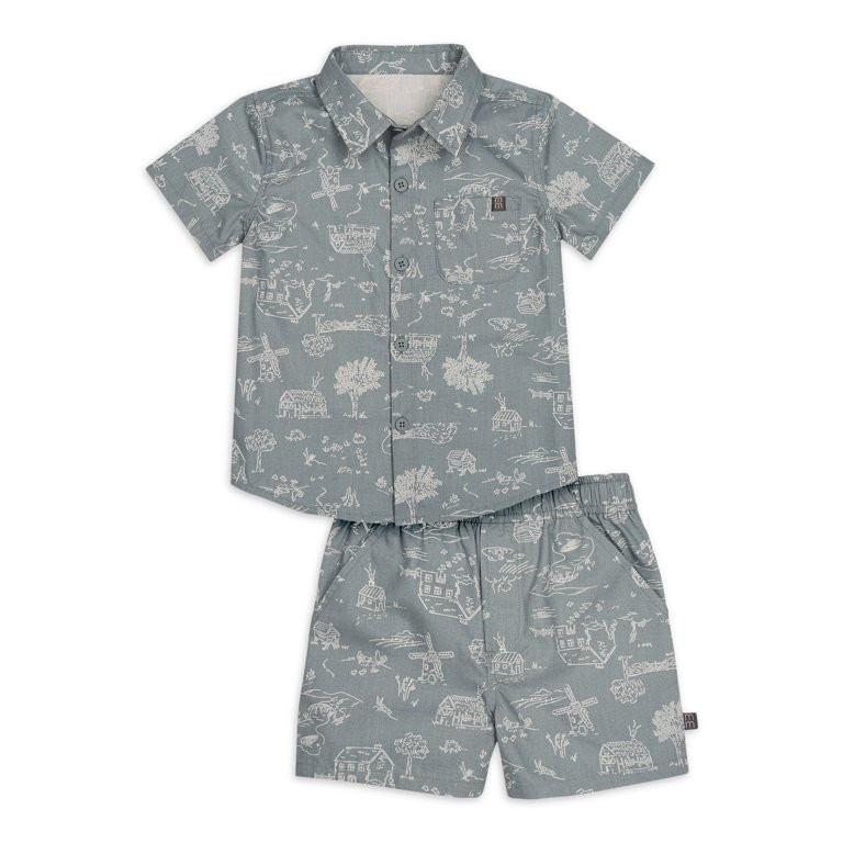 Modern Moments by Gerber Baby and Toddler Boy Casual Buttons Shirt and Short Set, Sizes 12M-5T | Walmart (US)