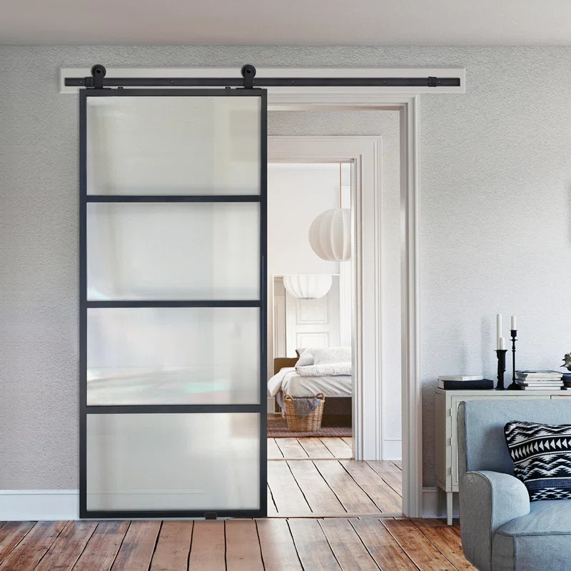 French Glass Barn Door with Installation Hardware Kit | Wayfair North America