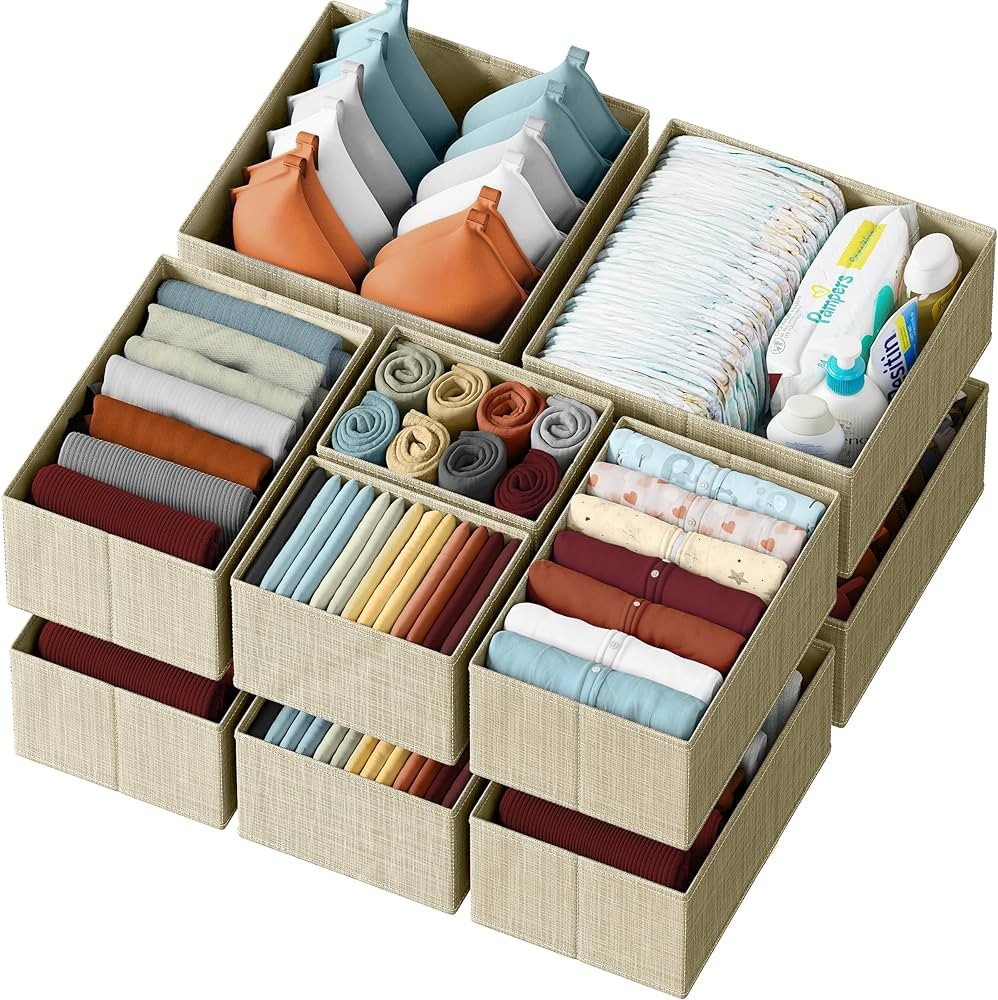 Drawer Organizer Clothes Set of 12 Beige - Dresser Organizer For Nursery, Bedroom, Closet - The P... | Amazon (US)