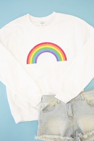 Distressed Rainbow Graphic Sweatshirt | The Pink Lily Boutique