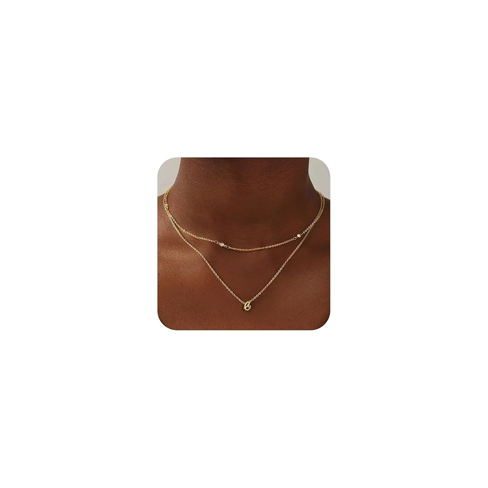 Turandoss Layered Cursive Initial Necklaces for Women Girls, Dainty 14K Gold Plated Letter Initia... | Amazon (US)