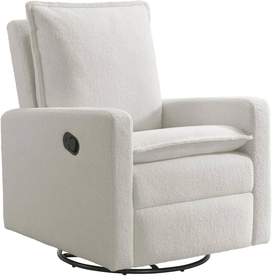 Oxford Baby Uptown Upholstered Swivel Glider and Recliner Nursery Chair, Boucle White | Amazon (US)