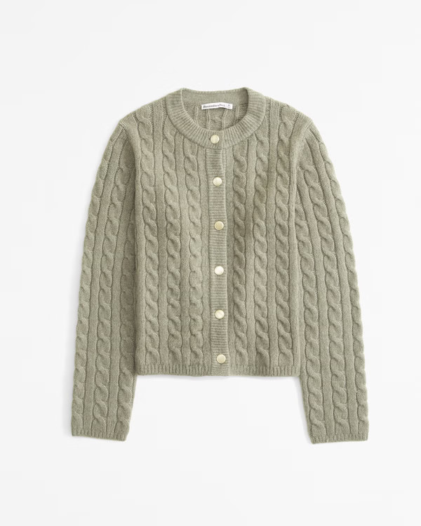 Women's Cable Crew Cardigan | Women's Tops | Abercrombie.com | Abercrombie & Fitch (US)