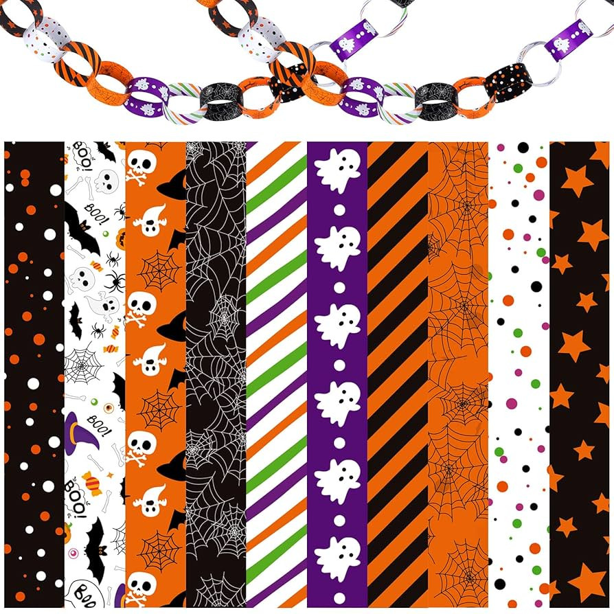 ASTARON 300 Links Halloween Paper Chains Halloween Paper Craft Kit for Spooky Party Decorations, ... | Amazon (US)