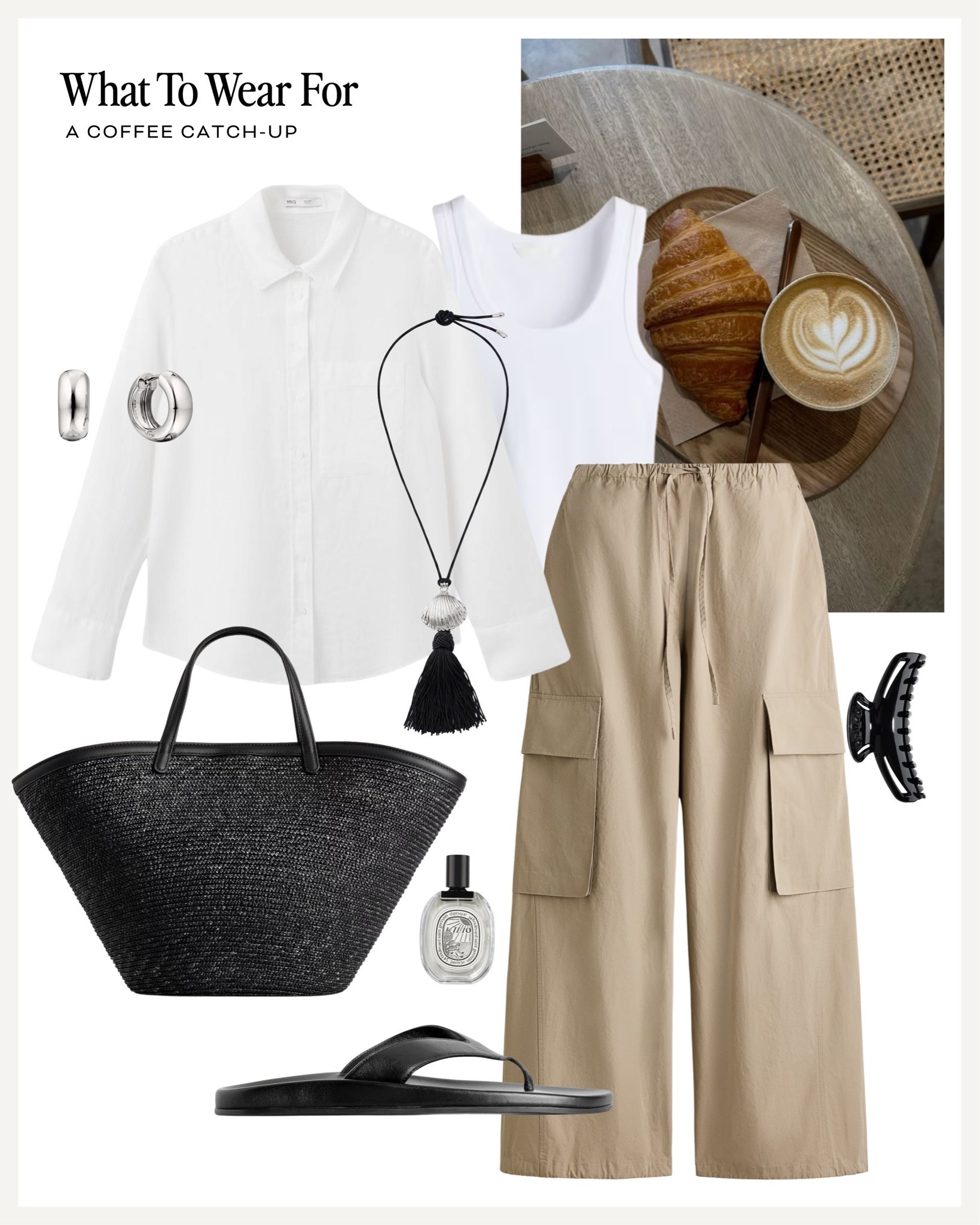 A coffee catch-up ☕️ 

Cotton trousers, summer outfits, effortless style, straw bag, neutral looks

#LTKsummer