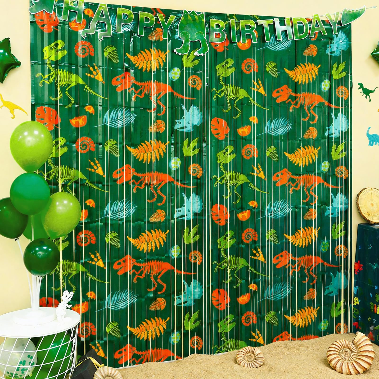 Amazon.com : Menstarsi Dinosaur Birthday Decorations, 2 Pack Dinosaur Party Decorations Pattern Foil Fringe Curtains, Photo Booth Prop, Photo Backdrop, Streamers for Boys Kids Jurassic Jungle Dino Birthday Decor : Electronics | Amazon (US)