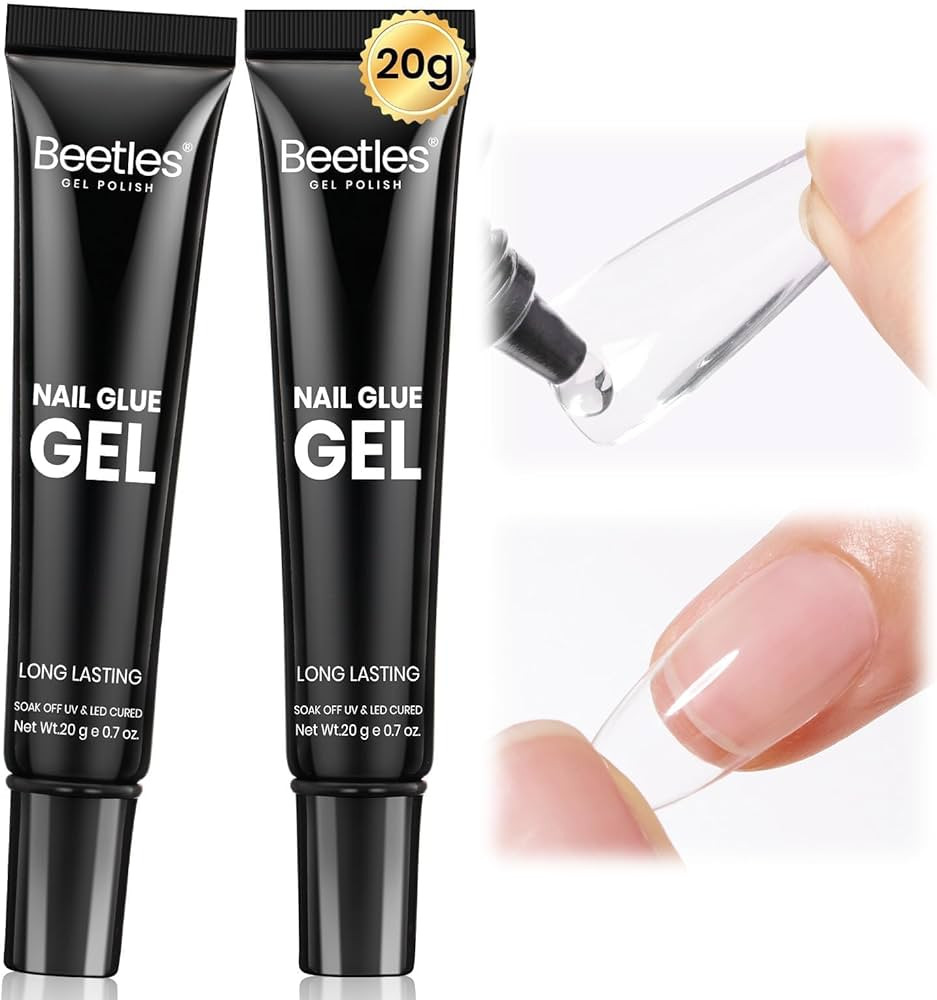 Beetles 2Pcs*20g Solid Nail Glue Gel, Tipex Soft Nail Tips Glue Super Strong for Acrylic Nails Ex... | Amazon (US)