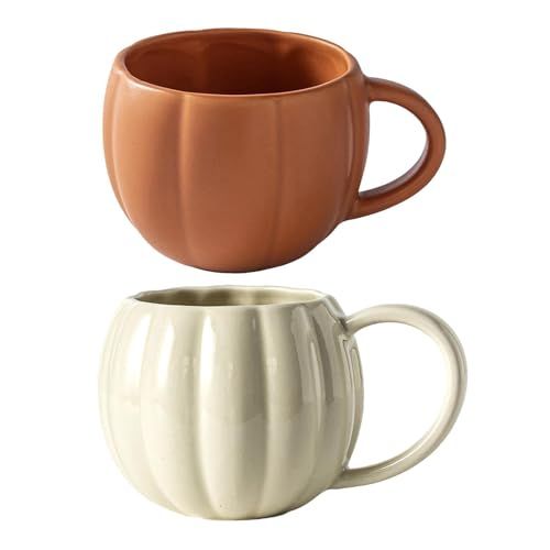 Pumpkin Coffee Mug Halloween Ceramic Pumpkin Fall Mugs Novelty Coffee Milk Cups for Halloween Theme Party Thanksgiving Fall Autumn Harvest Party Supply,2pcs | Amazon (US)