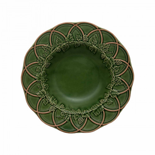 Bordallo Pinheiro Hunting Pasta Plate 29 - Green/ Brown - 2.4 in. h 11.5 in. w 11.5 in. l | Gracious Style