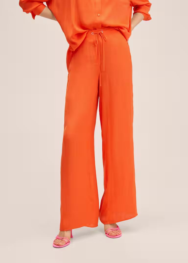 Wideleg pants with elastic waist | MANGO (US)