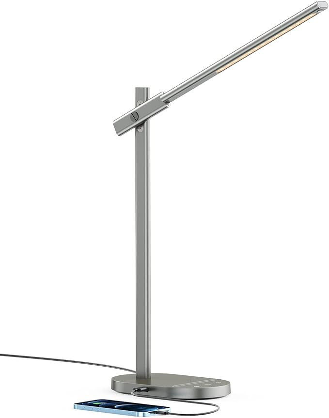 Modern Desk Lamp, ProtoArc Metal Aluminum Alloy Dimmable LED Desk Light with USB Charging Port, E... | Amazon (US)