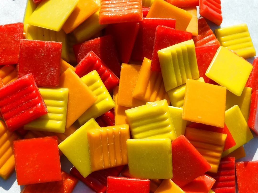 Fiesta Mix Glass Mosaic Tiles Squares 20mm Half Pound of Vitreous Glass Tiles in an Assortment of... | Etsy (US)