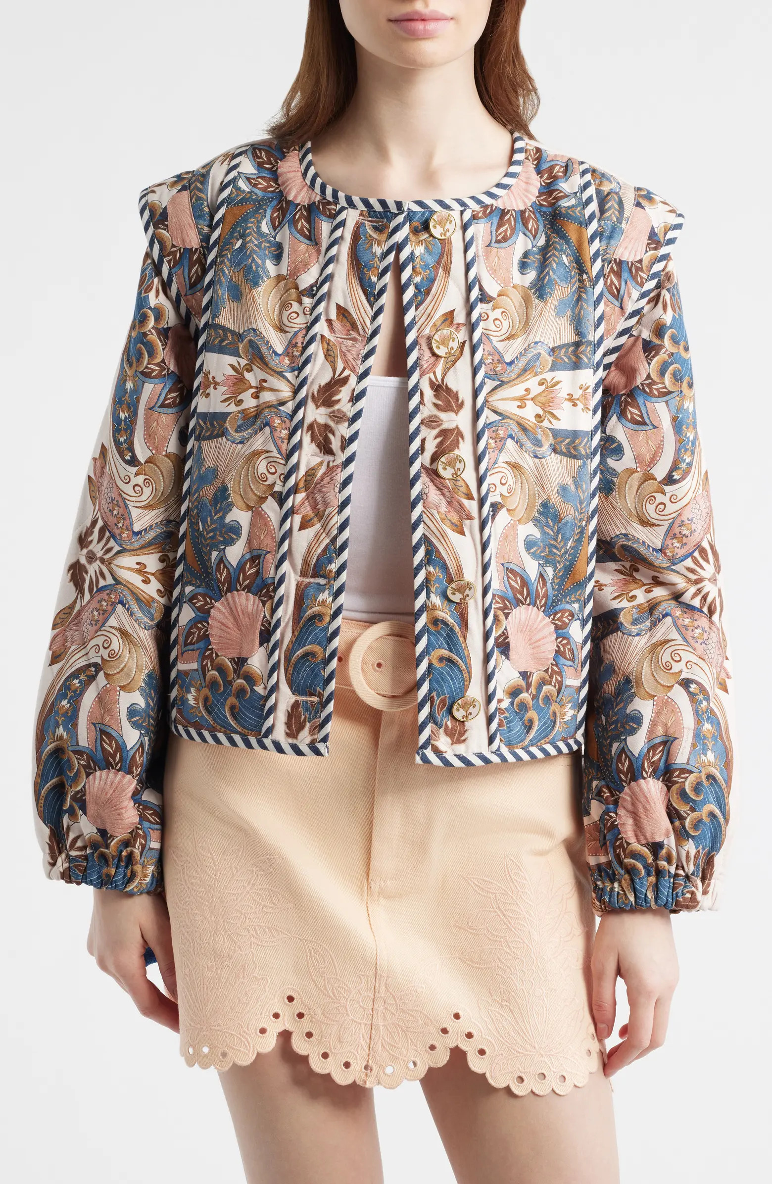 Sea Garden Print Button Front Jacket | Nordstrom