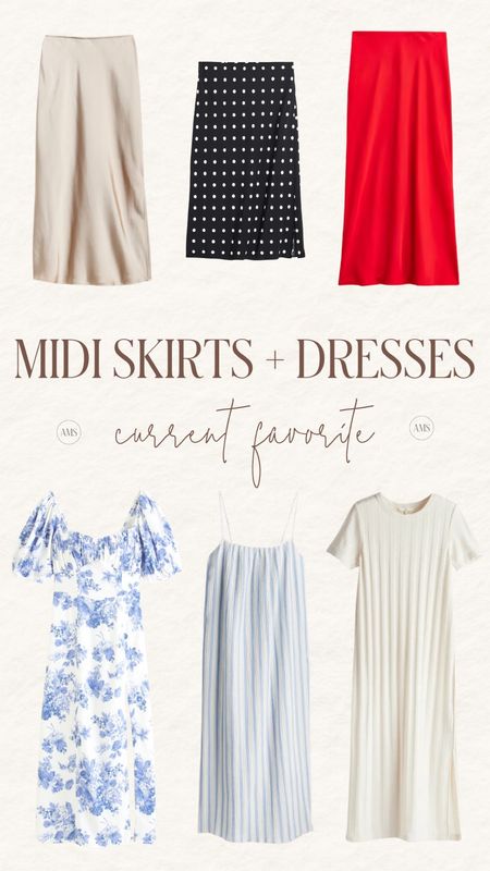 Midi dresses and midi skirts I’m loving right now! Such a staple look  year round! Spring outfit, summer outfit, vacation outfit

#LTKfindsunder100 #LTKstyletip