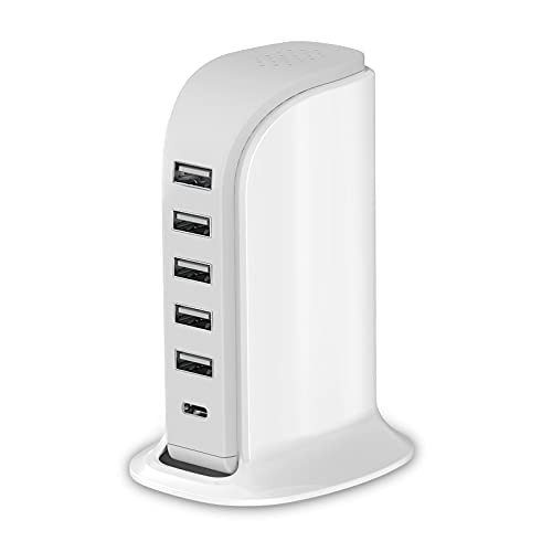 Charging Station for Multiple Devices 40W Upoy, Wall Charger Block 5 USB Ports(Shared 6A), USB Ch... | Amazon (US)