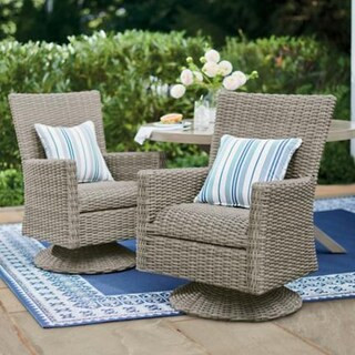 Simsbury Wicker Swivel Dining Armchairs, Set of Two | Grandin Road | Grandin Road