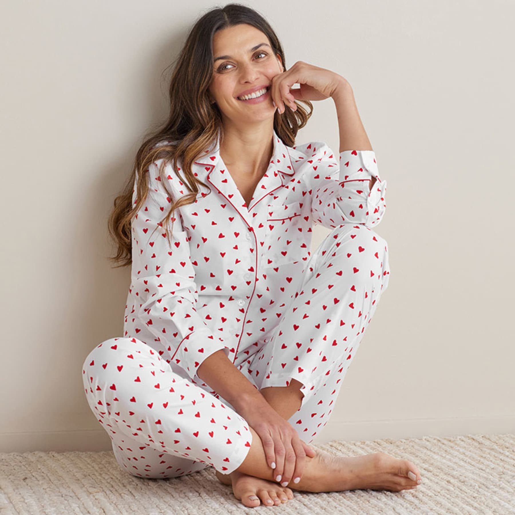 Printed Poplin Women's Pajama Set - Hearts, M | The Company Store