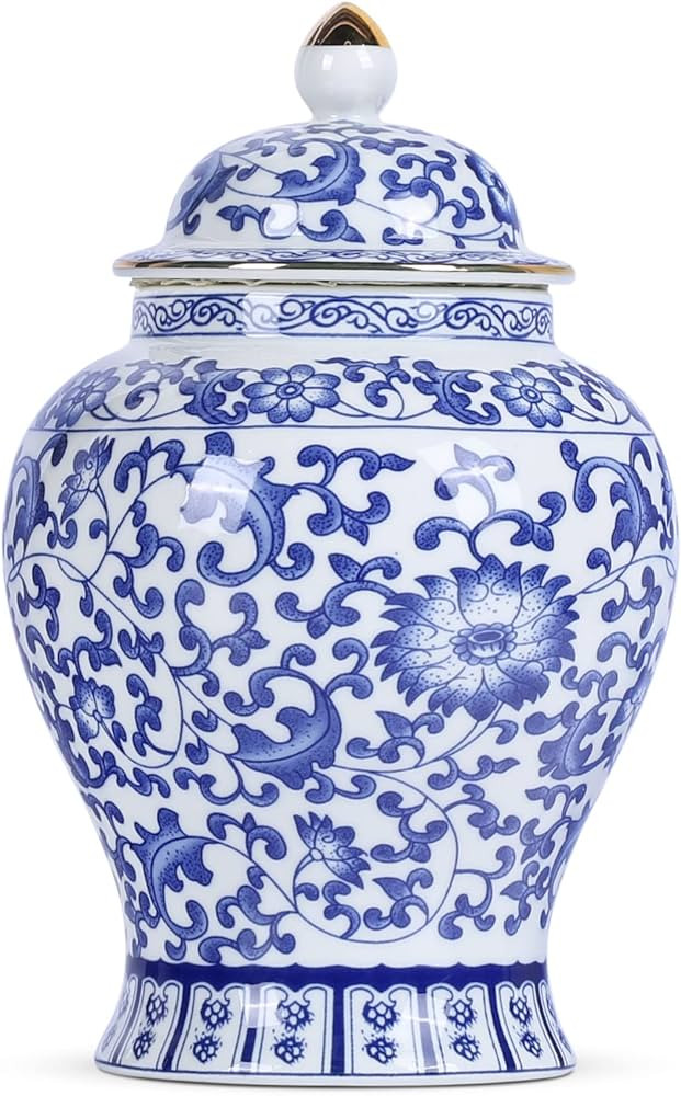 Chinese Ginger Jar with Lid Chinoiserie Antique Style,Home Decorative Retro Blue and White Porcel... | Amazon (CA)