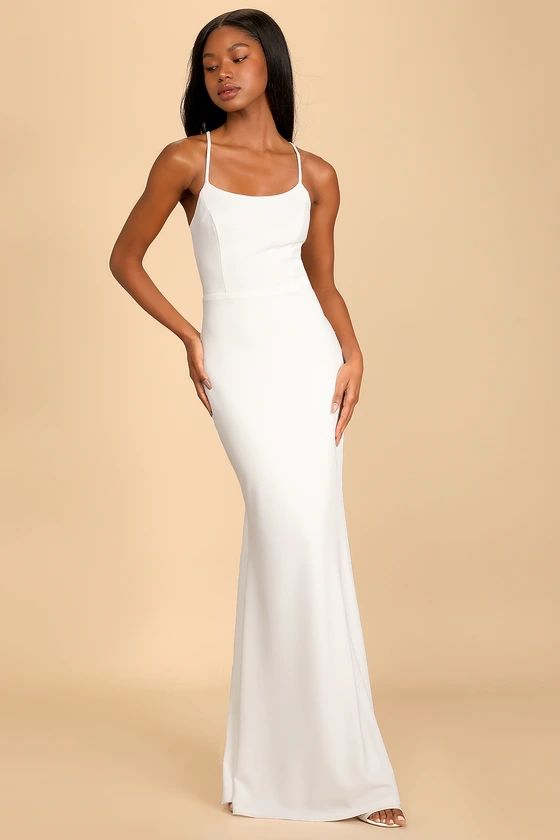 Resplendent Love White Lace Button-Back Mermaid Maxi Dress | Lulus (US)